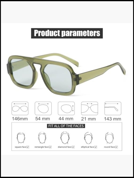 Vintage Square Aviator Sunglasses with UV400 Protection Plastic Frame main image 5